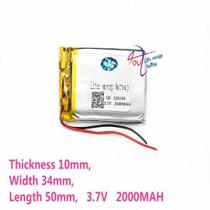 Bateria 2000 Mah 2 Fios 3,7v Grossa 10mm X 34mm X 50mm 1pç Bateria 2000 Mah 2 Fios 3,7v Grossa 10mm X 34mm X 50mm 1pç