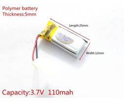 Bateria 3.7v 110 Mah 5mm X12mm X25mm 2 Fios 501225