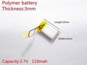Bateria 3.7v 110mah 3mm X 14mm X 23mm 2 Fios 301423 Bateria 3.7v 110mah 3mm X 14mm X 23mm 2 Fios 301423