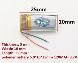 Bateria 3.7v 120 Mah 5mm X12mm X25mm 2 Fios 501225