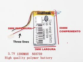 Bateria 3.7v 1200 Mah 5mm X37mm X59mm 3 Fios 503759