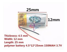 Bateria 3.7v 150 Mah 4,5mm X12mm X25mm 2 Fios 451225