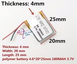 Bateria 3.7v 180 Mah 4mm X20m X25mm 2 Fios 402025