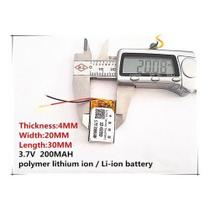 Bateria 3.7v 200 Mah 4mm X 20mm X 30mm Com 2 Fios