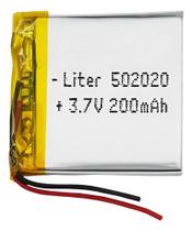 Bateria 3.7v 200 Mah 5mm X 20mm X 20mm 502020 2 Fios - Bateria 3.7v 200 Mah 5mm X 20mm X 20mm 502020 2 Fios -