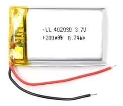 Bateria 3.7v 200mah 4mm X 20mm X 30mm 2 Fios 402030 *