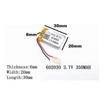 Bateria 3.7v 350 Mah 30mm X 20mm X 6mm 602030 2 Fios