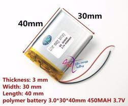 Bateria 3.7v 450mah 3mm X30mm X40mm 2 Fios 303040
