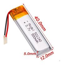 Bateria 3.7v 500 Mah 5mm X12mm X40mm 2 Fios 501240