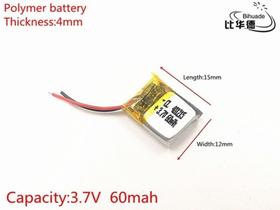Bateria 3.7v 60 Mah 4mm X12mm X15mm 2 Fios 401215