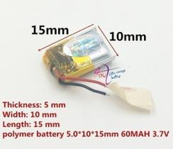 Bateria 3.7v 60 Mah 5mm X10mm X15mm 2 Fios 501015