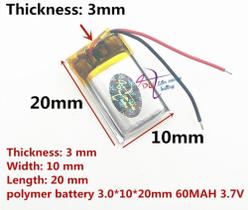 Bateria 3.7v 60 Mah Caneta Bluetooth Fones Mp3 Óculos