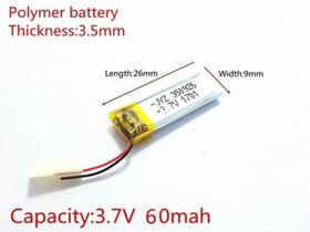Bateria 3.7v 60mah 3,5mm X09 Mm X 26mm 2 Fios 350926