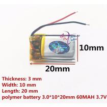 Bateria 3.7v 60mah 3mm X10mm X 20mm 2 Fios 301020