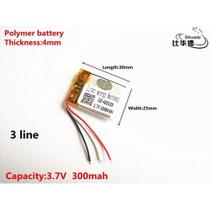 Bateria 300 Mah 3,7 V 4mm X 25mm X 30mm C/3 Fios Bateria 300 Mah 3,7 V 4mm X 25mm X 30mm C/3 Fios