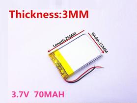 Bateria 301525 com 70mah 3mmx15mmx25mm 2 fios 3,7v
