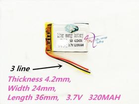 Bateria 320 Mah 3,7v Com 3 Fios Carta Bateria 320 Mah 3,7v Com 3 Fios Carta