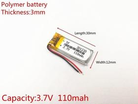 Bateria 3,7v 110 Mah 3mm X 12mm X 30mm C/2 Fios