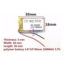 Bateria 3,7v 180mah 3mm X 18mm X 30mm 301830 2 Fios - Bateria 3,7v 180mah 3mm X 18mm X 30mm 301830 2 Fios -