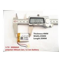 Bateria 3,7v 300mah Com 2 Fios 4mm X 25mm X 30mm 402530 Bateria 3,7v 300mah Com 2 Fios 4mm X 25mm X 30mm 402530