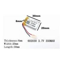 Bateria 3,7v 350mah 6mm X 20mm X 30mm Com 2 Fios 602030
