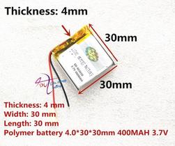 Bateria 3,7v 400 Mah 2 Fios Rastreador 4mm X 30mm X 30mm Cr