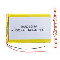 Bateria 3,7v 4000mah 6mm X 60mm X 90mm Com 2 Fios 606090