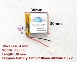 Bateria 3,7v 4mm X 30mm X 30mm 400 Mah Com 2 Fios
