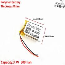 Bateria 3,7v 500mah 8mm X 20mm X 30mm 2 Fios 802030 Bateria 3,7v 500mah 8mm X 20mm X 30mm 2 Fios 802030