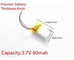 Bateria 3,7v 60mah 4mm X 12mm X 15mm 2 Fios
