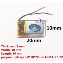 Bateria 3,7v 60mah Com 3mm X 10mm X 20mm Nova 301020 2 fios
