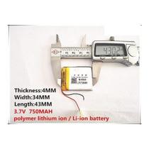 Bateria 3,7v 750mah 4mm X 34mm X 43mm Gps Bateria 3,7v 750mah 4mm X 34mm X 43mm Gps