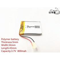 Bateria 3,7v 800mah 5mm X 34mm X 43mm Com 2 Fios
