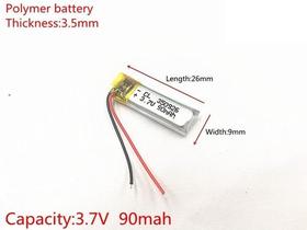 Bateria 3,7v 90mah 3,5mm X 9mm X 26mm C/2 Fios Cr - Bateria 3,7v 90mah 3,5mm X 9mm X 26mm C/2 Fios Cr -