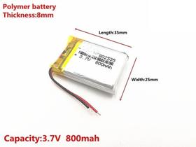 Bateria 3,7v Gps 7mm X 25mm X 35mm Com 800 Mah 2 Fios - Bateria 3,7v Gps 7mm X 25mm X 35mm Com 800 Mah 2 Fios -