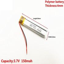 Bateria 401050 com 150mah 4mx10mmx50mm 2 fios 3,7v Bateria 401050 com 150mah 4mx10mmx50mm 2 fios 3,7v