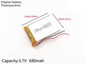 Bateria 403450 com 680mah 4mmx34mmx50mm 2 fios 3,7v Bateria 403450 com 680mah 4mmx34mmx50mm 2 fios 3,7v