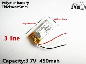 Bateria 450 Mah 3,7v 5mm X 20mm X 40mm 3 Fios 502040 -