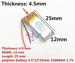 Bateria 451225 com 150mah 4mmx12mmx25mm 2 fios 3,7v Bateria 451225 com 150mah 4mmx12mmx25mm 2 fios 3,7v
