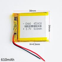 Bateria 453438 com 610mah 4,5mmx34mmx38mm 2 fios 3,7v