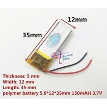Bateria 501235 C/ 150mah 5mmx12mmx35mm 2 Fios 3,7v