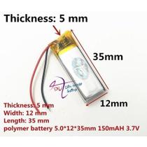 Bateria 501235 C/ 150mah 5mmx12mmx35mm 2 Fios 3,7v - Bateria 501235 C/ 150mah 5mmx12mmx35mm 2 Fios 3,7v -