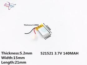Bateria 521521 140 Mah 3.7v 2 Fios 5,2mm * 15mm * 21mm Bateria 521521 140 Mah 3.7v 2 Fios 5,2mm * 15mm * 21mm