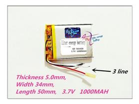 Bateria 523450 1000mah 5mmx34mmx50mm 3 Fios 3,7v K -