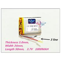 Bateria 5mm X 34mm X 50mm 3 Fios 1000mah Baba Gps