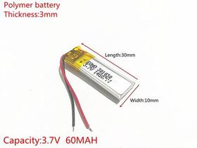 Bateria 60 Mah 3,7v Com 2 Fios 3mm X 10mm X 30mm.