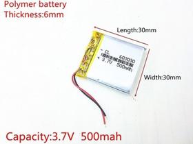 Bateria 603030 2 Fios 3,7v 500mah Fone 500bt 6 X 30 X 30mm