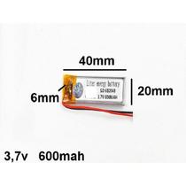 Bateria 6mmx20mmx40mm 600mah Com 2 Fios Nova 3,7v Bateria 6mmx20mmx40mm 600mah Com 2 Fios Nova 3,7v