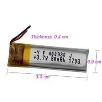 Bateria 80 Mah 3,7v 4mm X 09mm X 30mm Com 2 Fios Nova