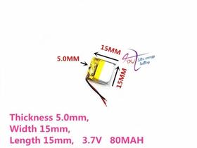 Bateria 80 Mah 3,7v 5mmx15mmx15mm Ml